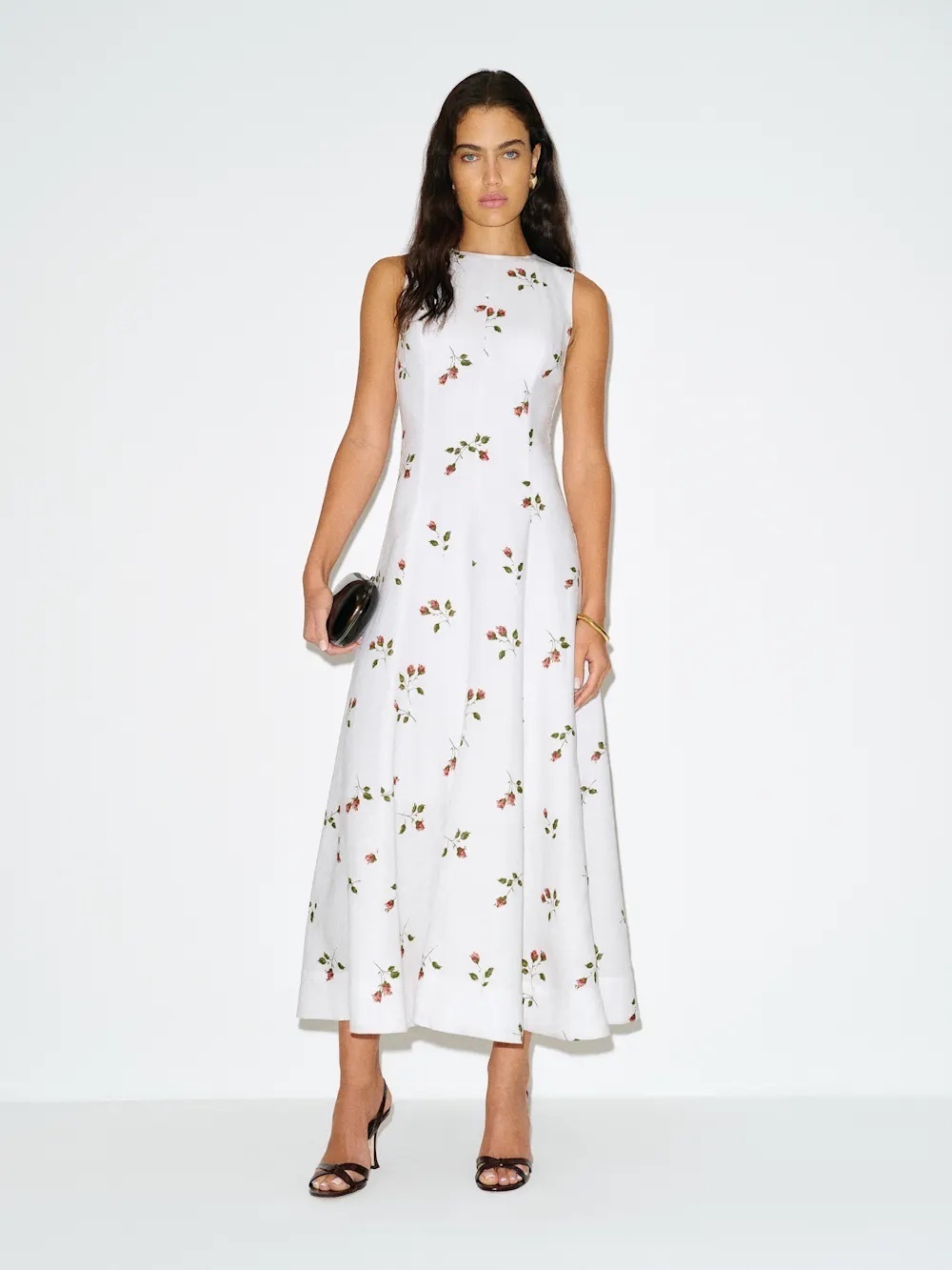 NEW Reformation Cecilia Linen Maxi Dress Floating Rose White Floral | US 4 UK 8 - Picture 2 of 13